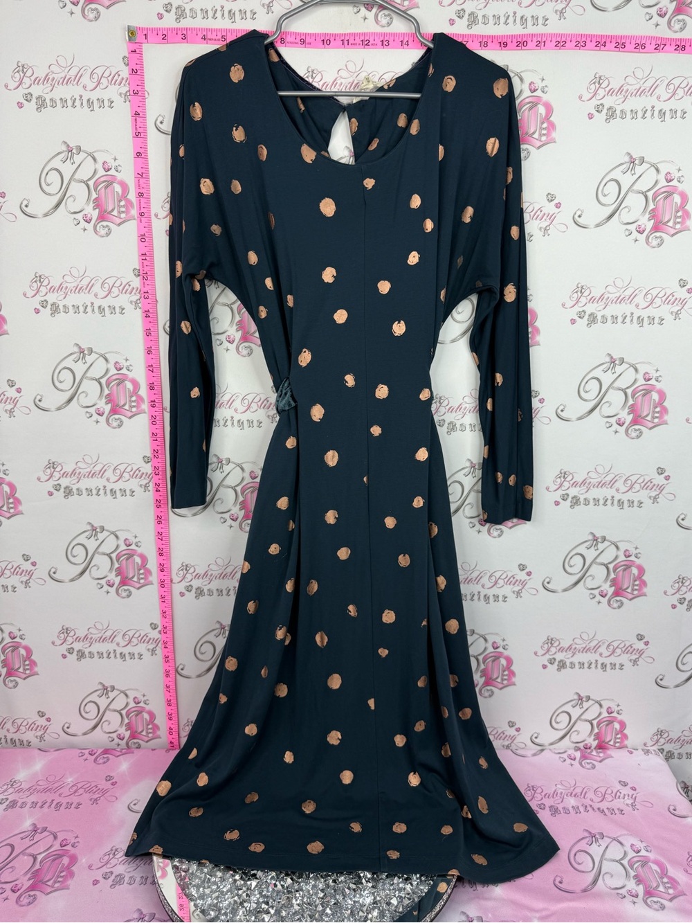 WHITE STUFF dress sample Navy Maxi Dress with Metallic Gold Dot Print